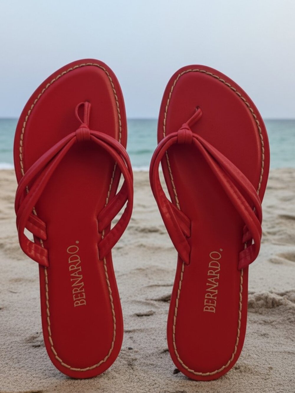 Bernardo Red Leather Thong Sandals - 11" Footbed (Unmarked Size)